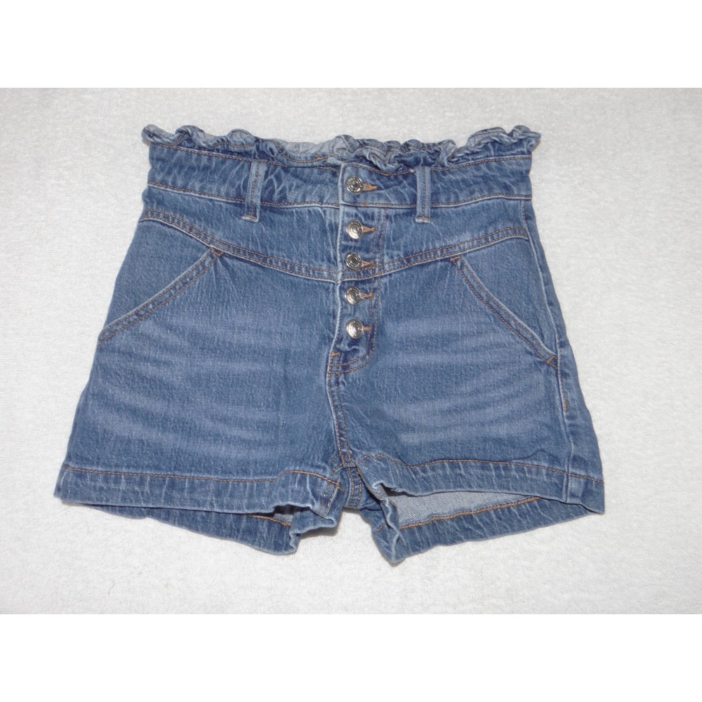 Wild Fable Womens Blue Denim Paperbag Waist Button Fly Jean Shorts Size 2